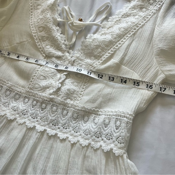 BluIvy Bohemian Style White Lace Detail A-Line Dress - Picture 16 of 17
